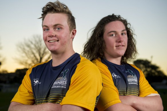 Lachlan Lonergan, right, will join brother Ryan at the Brumbies next year.