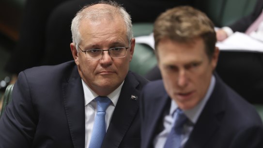 Prime Minister Scott Morrison (left0 wins from an outcome that keeps former attorney-general Christian Porter out of the courts.