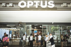The Bourke Street Optus store was filled with angry customers.