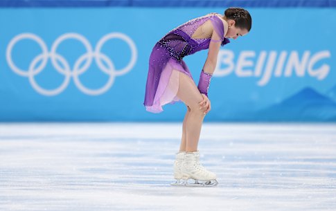 Kamila Valieva at the end of her performance on Tuesday.