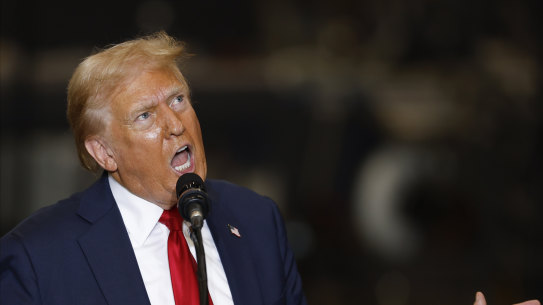 Republican presidential nominee former president Donald Trump 
 - with a few words on Ukraine in Mint Hill, North Carolina.