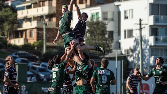 Randwick face off against Eastern Suburbs in the Shute Shield at Coogee Oval. 