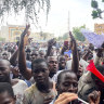 Supporters of mutinous soldiers demonstrate in Niamey, Niger.