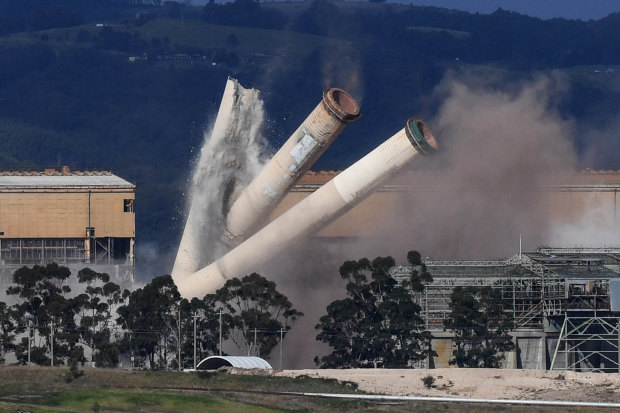 The demolition of the Hazelwood plant in May 2020, three years after it closed. 