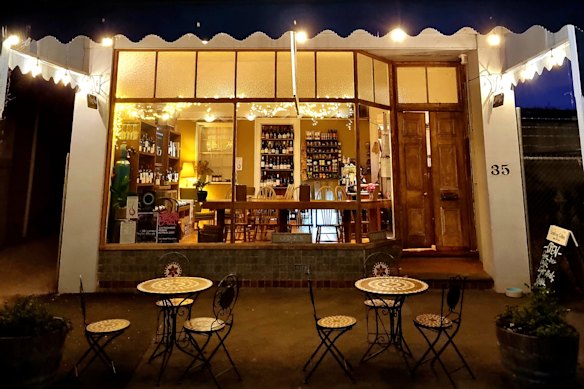 Outside Castlemaine wine shop and bar Grafting Cellars.