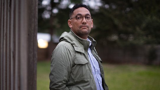 Cameron Compton at his empty block of land in Knoxfield.