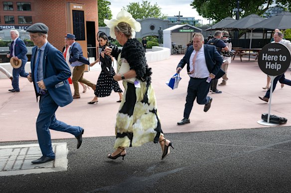 Punters arriving at the 2025 Caulfield Cup.
