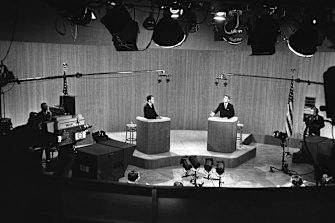 A bitter and close contest: Vice-President Richard Nixon (left) and Senator John F. Kennedy in their fourth and final presidential debate in New York in 1960.