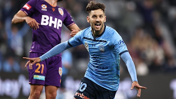 Milos Ninkovic celebrates his opener on Wednesday.