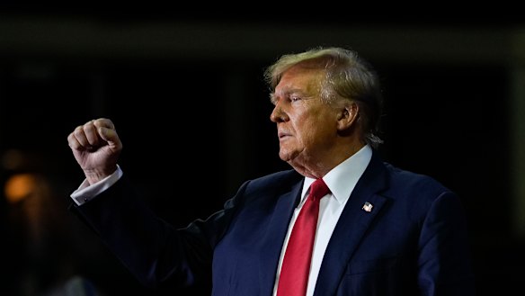 Donald Trump at the campaign event in Manchester, New Hampshire. 