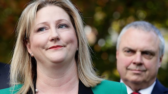 Centre Alliance MP Rebekha Sharkie with her colleague senator Stirling Griff, whose vote the government needs to pass its university funding reforms. 