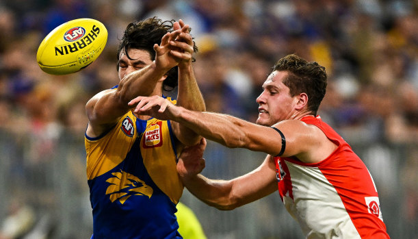 West Coast defender Tom Barrass has Sydney’s attention.