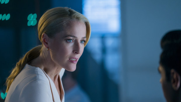 Gillian Anderson as the boss of a spy agency. "She's the Beyonce of the government," says Morgan.