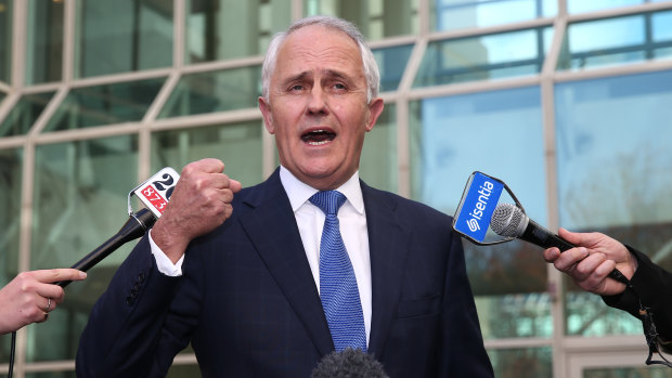 Malcolm Turnbull announces he is challenging Tony Abbott for the leadership at a press conference at Parliament House in Canberra in 2015.