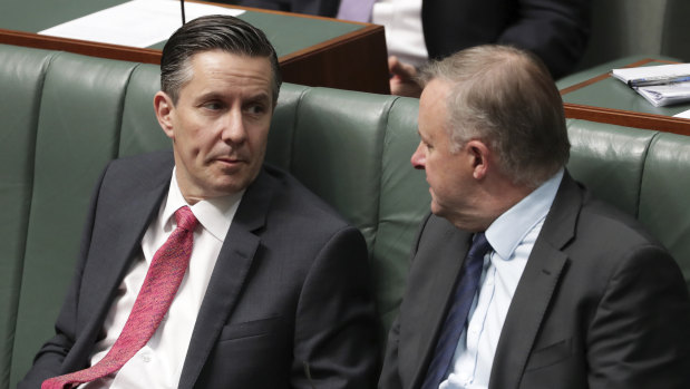 Labor MP Mark Butler and Opposition Leader Anthony Albanese.