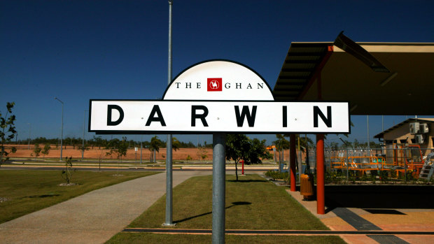 The new Darwin station awaits the Ghan on its inaugural trip.