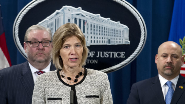 FBI Executive Assistant Director Amy Hess speaks during a news conference announcing the indictment of the Iranian hackers. 