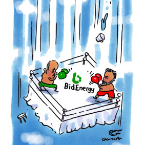 The stoush between BidEnergy's former chairman James Baillieu and current chairman Andrew Dwyer has gone thermonuclear.