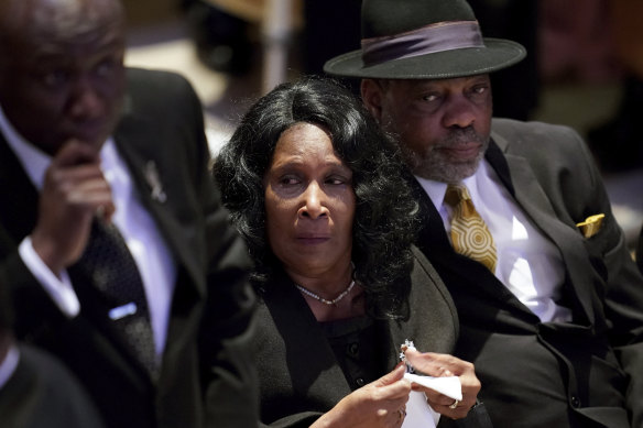 RowVaughn Wells and her husband Rodney Wells arrive for the funeral service for her son Tyre Nichols at Mississippi Boulevard Christian Church in Memphis.