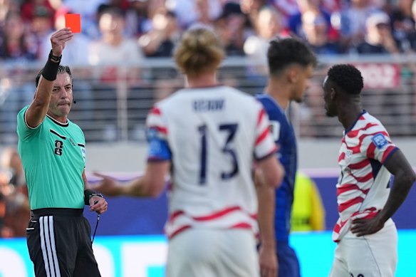 Folarin Balogun is sent off, but his ban will now be suspended for a year.