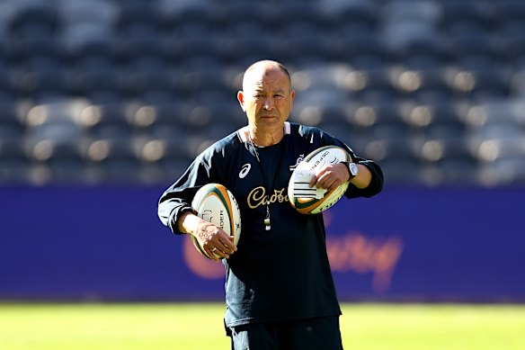 Eddie Jones looks on during Wallabies training.