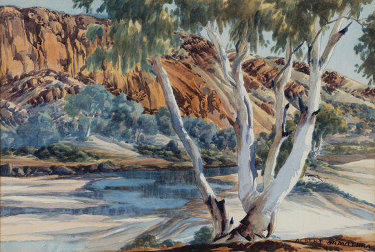 Albert Namatjira’s painting Waters of the Finke.