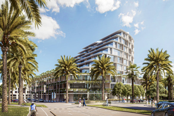 An artist’s impression of the development planned for 1-7 Waterfront Place, Port Melbourne.