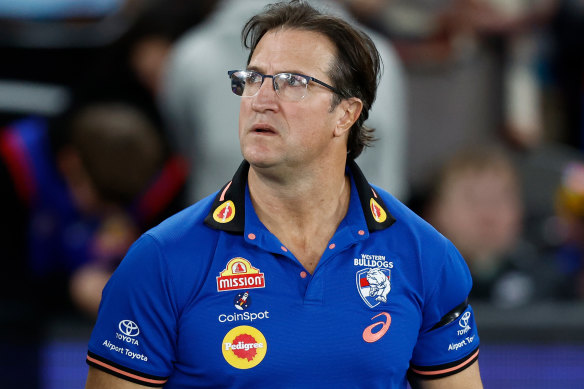 Luke Beveridge after the Bulldogs’ loss to West Coast last weekend.