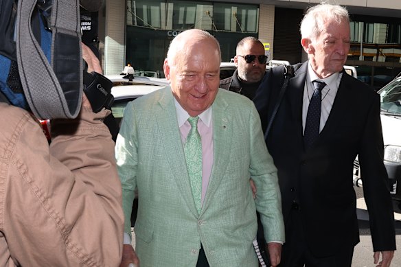 Alan Jones outside the Downing Centre Local Court on Friday.
