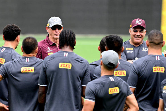 Dream team: Wayne Bennett and Mal Meninga put their differences aside for the Queensland cause.