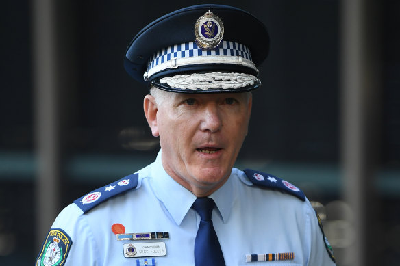 NSW Police Commissioner Mick Fuller speaks to the media during a press conference on Tuesday.