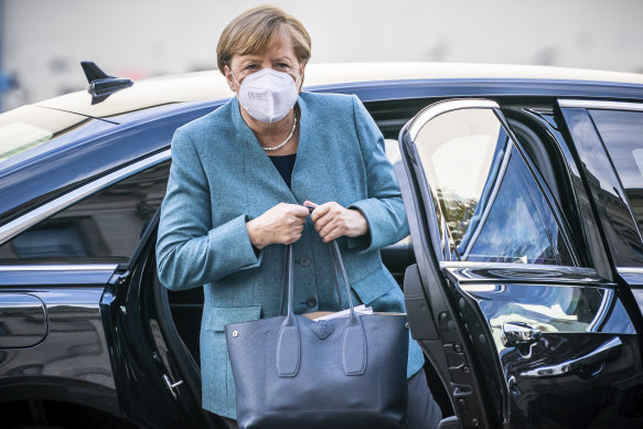 German Chancellor Angela Merkel arrives at the federal parliament in Berlin on Tuesday.