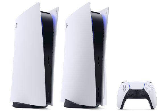 The PlayStation 5 Digital Edition, standard PS5 and DualSense controller.