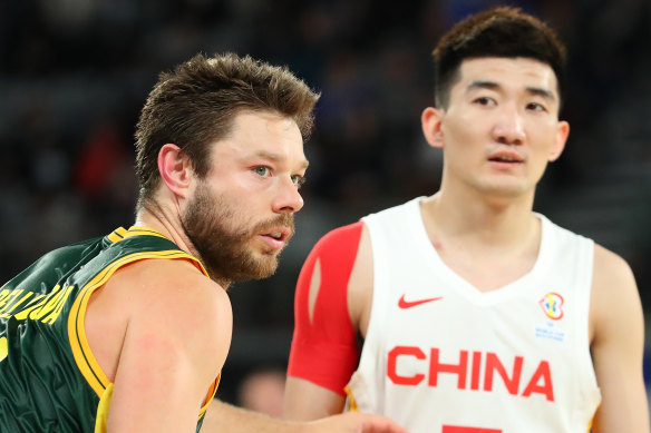 Matthew Dellavedova playing for the Boomers against China last year.