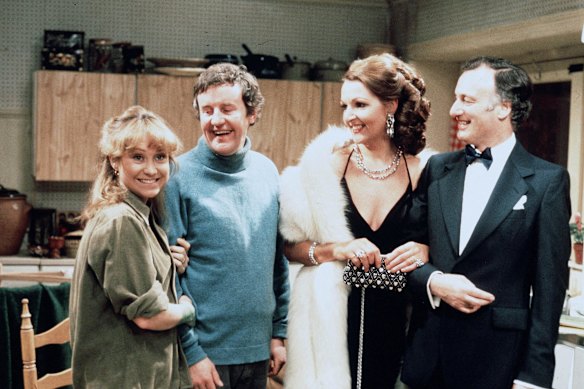 Felicity Kendal, Richard Briers, Penelope Keith and Paul Eddington in The Good Life in 1975. 