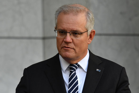 Prime Minister Scott Morrison addresses reporters following a national cabinet meeting on June 4.