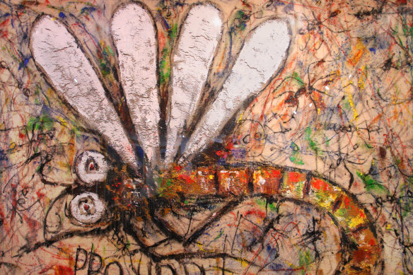 A dragonfly painting by Pro Hart at his Broken Hill gallery.