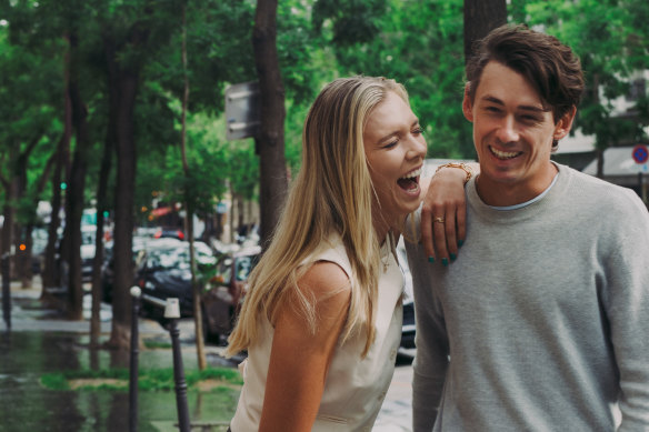 De Minaur with partner Katie Boulter, also a tennis pro, in Paris last month. “It’s great to have a partner in this world who knows exactly what you’re feeling every single moment.”