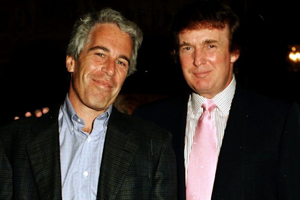 Jeffrey Epstein and Donald Trump in Palm Beach, Florida in 1997.