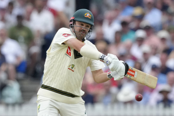 Travis Head bats on day one at Lord’s. 