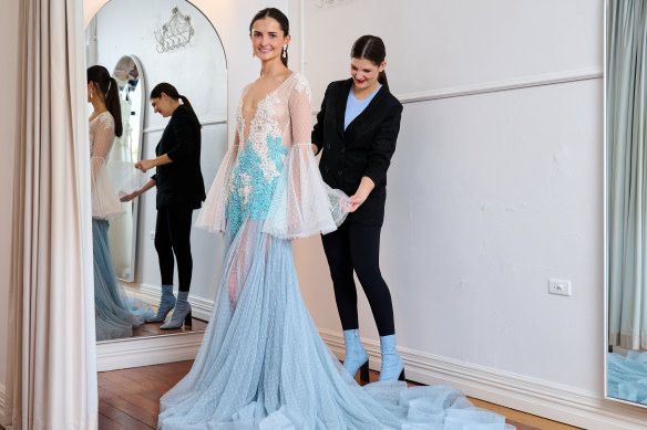 Perth designer Jonté Morgan, with Lorna McNabb, has been busy with Brownlow Medal dress requests.