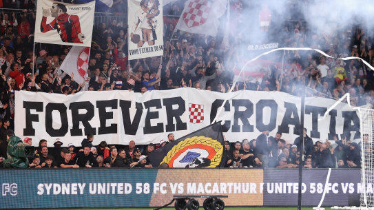 Sydney United fans at CommBank Stadium.