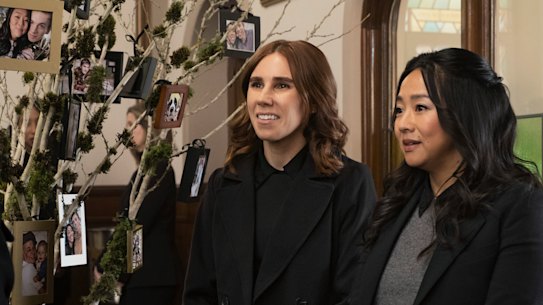 Zosia Mamet (left) and Stephanie Hsu in the American remake of Laid.