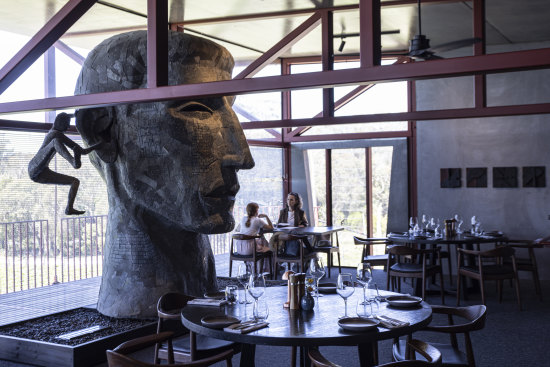 A Richard Stringer sculpture dominates the Mount Monument dining room.