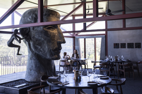 A Richard Stringer sculpture dominates the Mount Monument dining room.