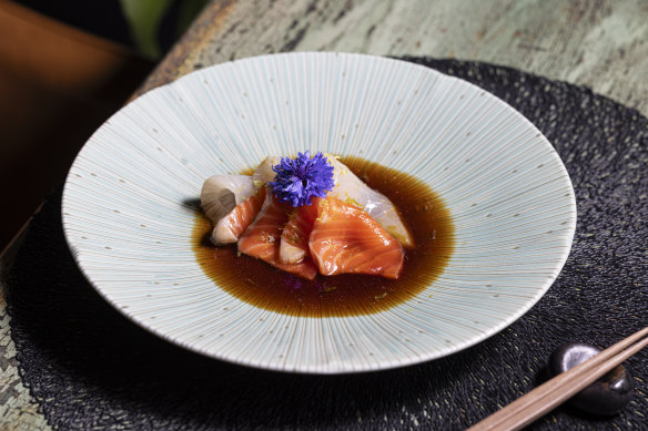 Tiradito (salmon and tuna are dressed in the chef’s secret sauce).