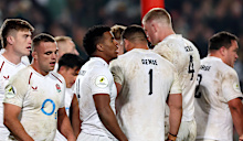 Dejected England players during the loss to South Africa.