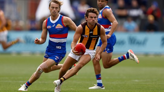 Hawthorn’s Nick Watson will make his senior debut in the Hawks’ season-opener against Essendon.