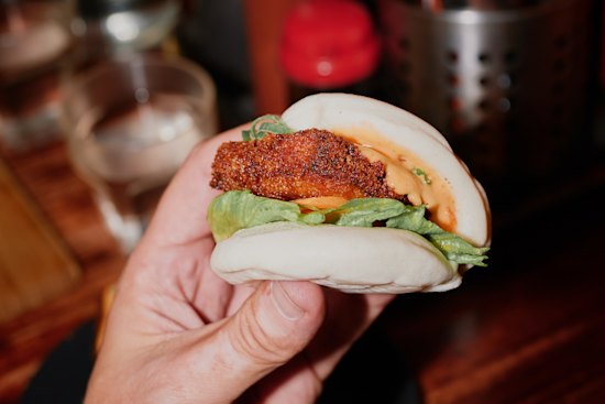 Panko-crumbed eggplant bao at Saigon Street Eats.