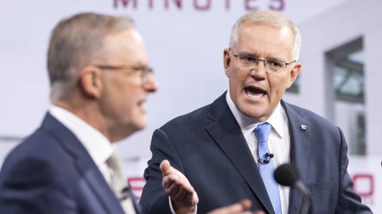 Opposition Leader Anthony Albanese and Australian Prime Minister Scott Morrison.